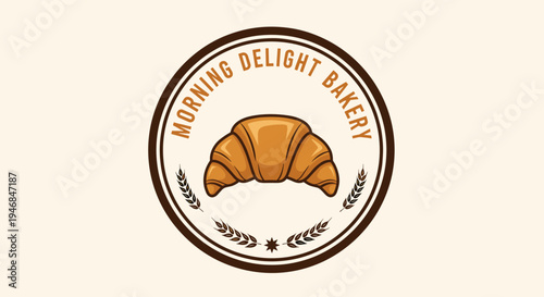 Croissant pastry bakery logo emblem.