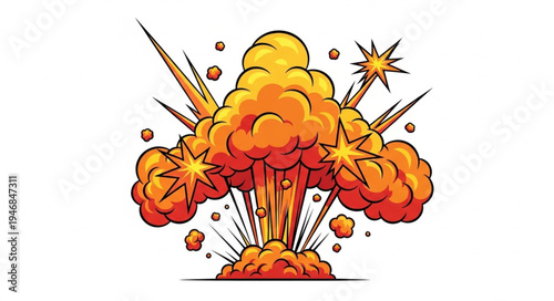 Explosion with orange smoke.