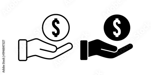 Financial Investment And Money Management Support Service Concept Icon Set Line And Solid Style