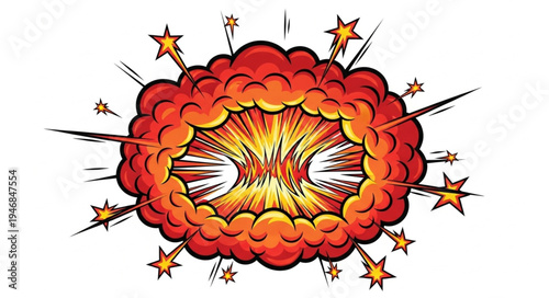 Explosion with orange stars.