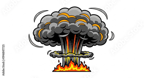 Explosion with fire and smoke.