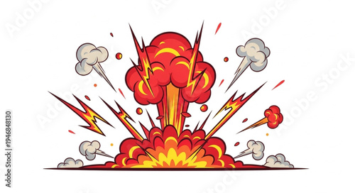 Explosion with fire and smoke.