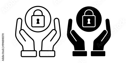 Security Lock Privacy Protection And Data Safety Support Service Concept Icon Set Line And Solid Style