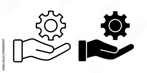Settings Configuration And System Control Technology Support Concept Icon Set Line And Solid Style