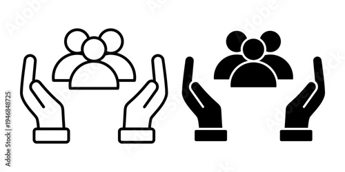Team Collaboration Community Group Support And People Connection Concept Icon Set Line And Solid Style