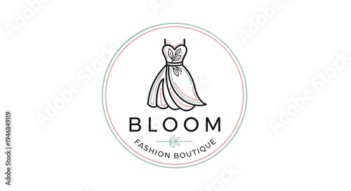 Fashion boutique logo with dress design.
