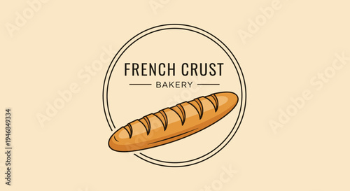 French bread crust bakery logo design.