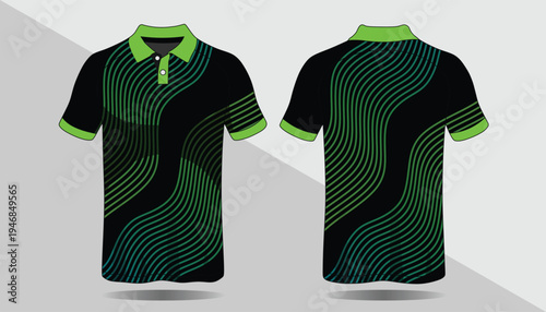 Black and green polo shirt design 2.
