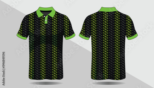 Black and green polo shirt design 1.