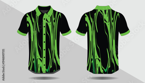 Black and green short sleeve shirt.