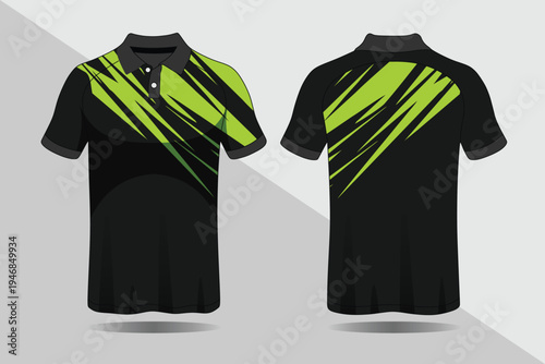 Black and green sports polo shirt.