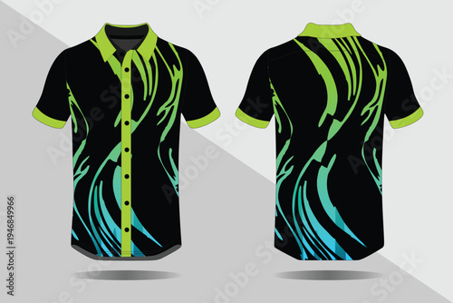 Black and green sports jersey shirt.