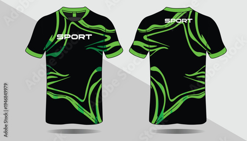 Black and green sports t shirt.