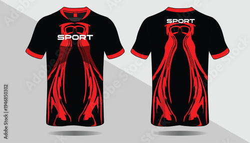 Black and red sport jersey design.