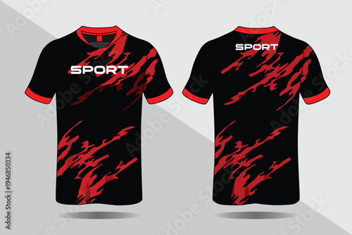Black and red sport t shirt.
