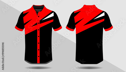 Black and red sports jersey design.