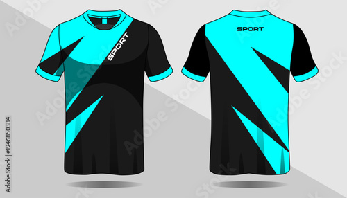 Black and turquoise sports jersey.