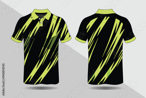 Black and yellow sports polo shirt.