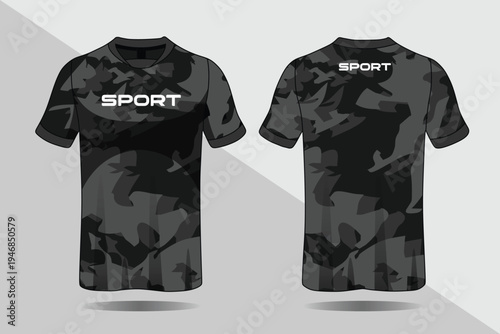 Black camouflage sports t shirts.