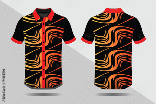 Colorful short sleeve button down shirt.