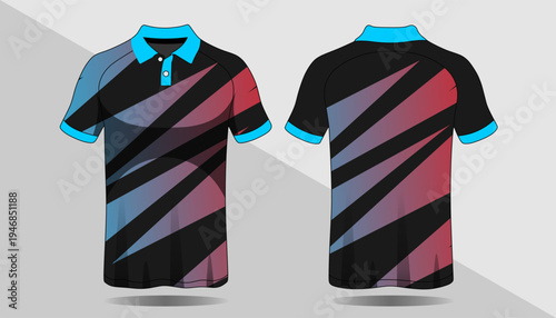 Colorful striped polo shirt design.