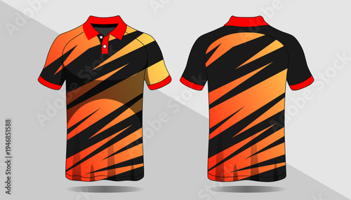 Orange and black polo shirt design 1.