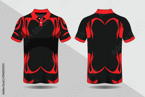 Red and black polo shirt design 5.