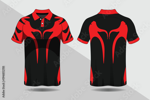 Red and black sports jersey shirt.