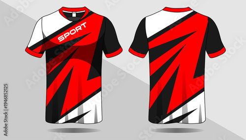 Red and black sports jersey design.