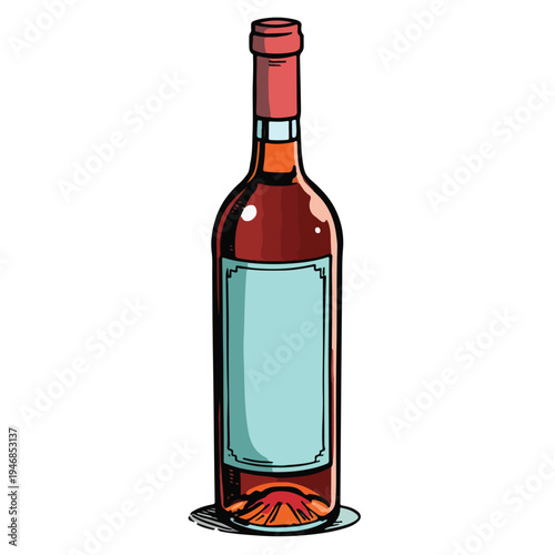 A cartoon illustration of a wine bottle.