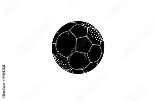 Professional Handball with Grip Texture Silhouette, Sports Equipment Vector Sticker, Sensory Tactile Ball Illustration