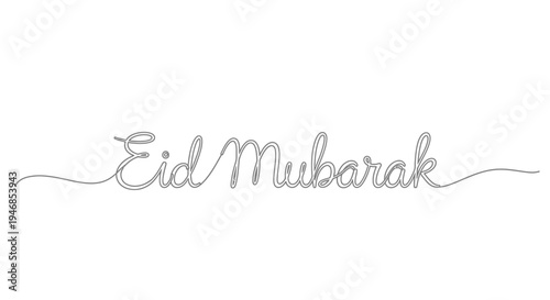 Eid Mubarak calligraphy, single line drawing, minimalist Arabic greeting