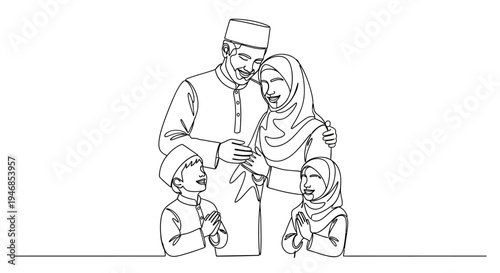Happy Muslim Family Celebrating Together, Unity and Love