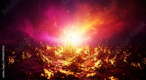 Vibrant Cosmic Explosion in Space with Lava-like Elements