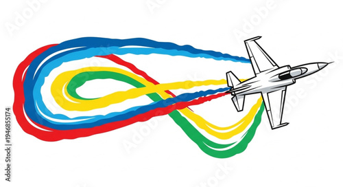 Fighter Jet with Colorful Trails.