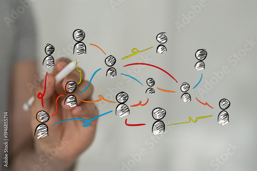 Hand drawing a network of c...