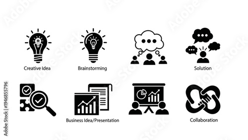 Vector Icon Sheet of Business Collaboration and Creative Solution