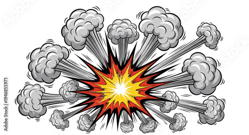 Explosion with Smoke Bombs Detonating.