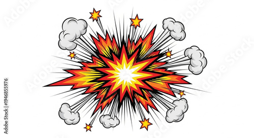 Explosion with starburst effect.