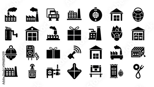 Vector icon sheet of industrial and business symbols