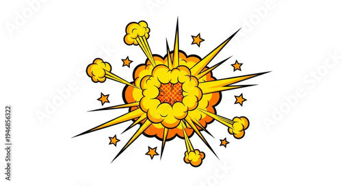 Explosion with Yellow Sparks Flying.