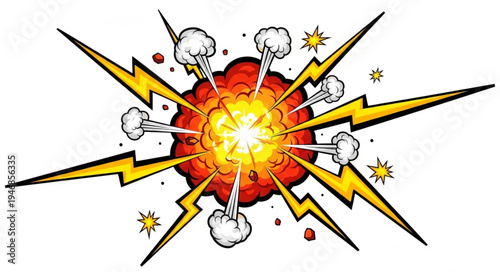 Explosion with Yellow Lightning Bolts.