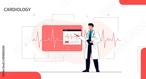 Cardiology Doctor Explains Heart ECG Results on Digital Screen