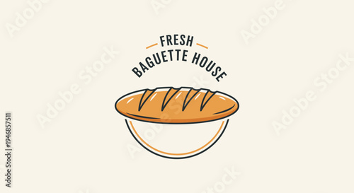 Freshly baked crusty bread illustration.