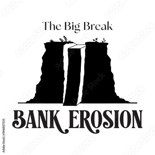 Conceptual illustration of a significant land break, portraying the powerful forces of natural bank erosion