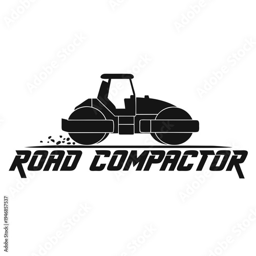 Road Compactor Machine Vector Illustration for Construction and Roadwork