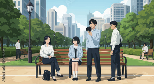 Creative Team Filming in Urban Park