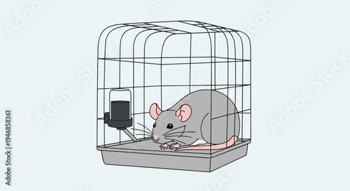 Gray mouse in a cage indoors.