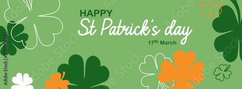 Couverture newsletter spéciale "Saint-Patrick" pour annoncer le programme des festivité du jour avec des trèfle à 4 feuilles qui portent chance.