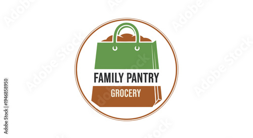 Green shopping bag with grocery.